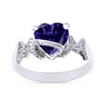 thumbnail image 1 of Heart Shape Simulated Alexandrite In 14K White Gold Over 925 Sterling Silver Ring Size 7, 1 of 5