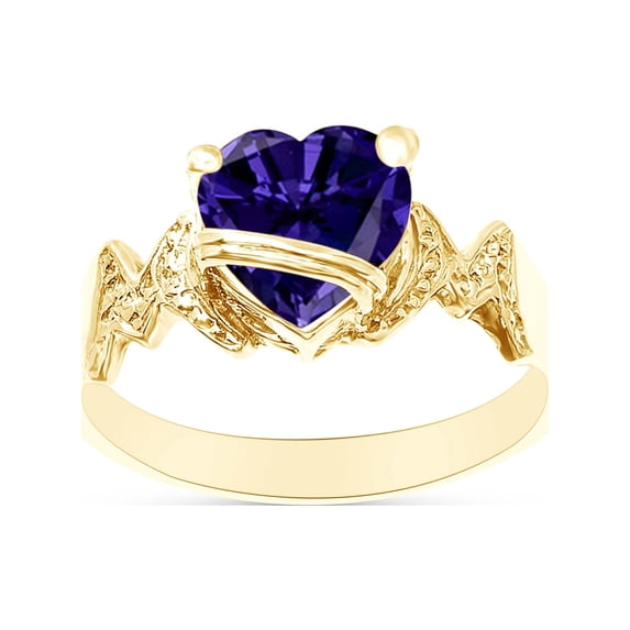 Heart Shape Simulated Alexandrite In 14K Yellow Gold Over 925 Sterling Silver Ring Size 11.5