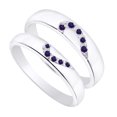 thumbnail image 1 of Heart Shape Simulated Alexandrite Valentine's Day Couple Promise Band Ring In 14K White Gold Over Sterling Silver With Ring Size-11, 1 of 1