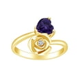 thumbnail image 1 of AFFY Heart Shape Simulated Alexandrite & White Cubic Zirconia 14k Yellow Gold Over Sterling Silver Promise Ring, 1 of 1