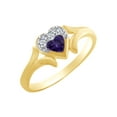 thumbnail image 1 of AFFY Heart Shape Simulated Alexandrite & White Cubic Zirconia Heart Promise Ring In 14k Yellow Gold Over Sterling Silver Ring Size-13.5, 1 of 1