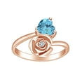 thumbnail image 1 of AFFY Heart Shape Simulated Aquamarine & White Cubic Zirconia 14k Rose Gold Over Sterling Silver Promise Ring, 1 of 1