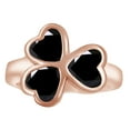 thumbnail image 1 of AFFY Heart Shape Simulated Black CZ Heart Flower Engagement Ring 14k Rose Gold Over Sterling Silver, 1 of 1