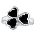 thumbnail image 1 of AFFY Heart Shape Simulated Black CZ Heart Flower Engagement Ring 14k White Gold Over Sterling Silver, 1 of 1