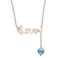 thumbnail image 1 of AFFY Heart Shape Simulated Blue Aquamarine Love Heart Pendant Necklace 14k Rose Gold Over Sterling Silver, 1 of 1