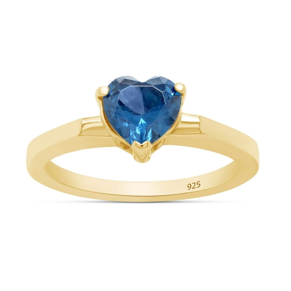 AFFY Heart Shape Simulated Blue Sapphire Solitaire Engagement Ring 14k Yellow Gold Over Sterling Silver (1 Cttw)-9
