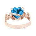 thumbnail image 1 of Heart Shape Simulated Blue Topaz In 14K Rose Gold Over 925 Sterling Silver Ring Size 4, 1 of 5