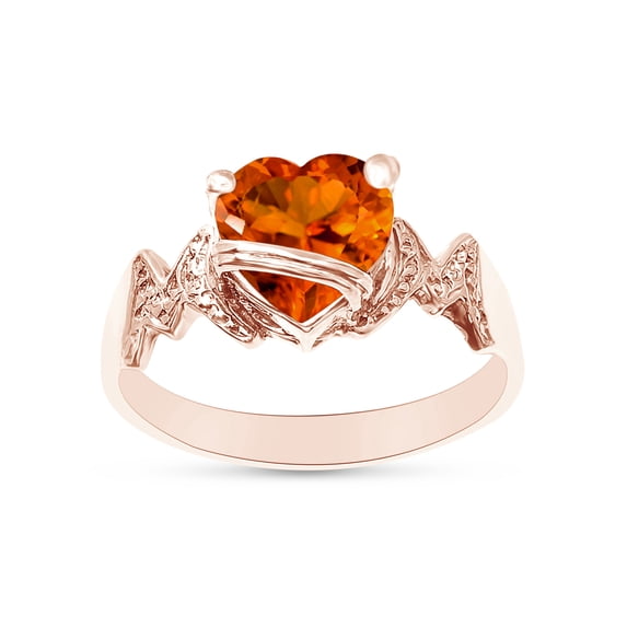 Heart Shape Simulated Citrine In 14K Rose Gold Over 925 Sterling Silver Ring Size 11.5