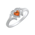 thumbnail image 1 of AFFY Heart Shape Simulated Citrine & White Cubic Zirconia Heart Promise Ring In 14k White Gold Over Sterling Silver Ring Size-12, 1 of 1