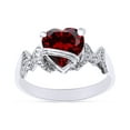 thumbnail image 1 of Heart Shape Simulated Garnet In 14K White Gold Over 925 Sterling Silver Ring Size 5.5, 1 of 5