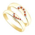 thumbnail image 1 of Heart Shape Simulated Orange Citrine Valentine's Day Couple Promise Band Ring In 14K Yellow Gold Over Sterling Silver With Ring Size-10.5, 1 of 1