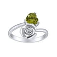 thumbnail image 1 of AFFY Heart Shape Simulated Peridot & White Cubic Zirconia 14k White Gold Over Sterling Silver Promise Ring, 1 of 1