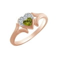 thumbnail image 1 of AFFY Heart Shape Simulated Peridot & White Cubic Zirconia Heart Promise Ring In 14k Rose Gold Over Sterling Silver Ring Size-7, 1 of 1