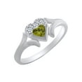 thumbnail image 1 of AFFY Heart Shape Simulated Peridot & White Cubic Zirconia Heart Promise Ring In 14k White Gold Over Sterling Silver Ring Size-13, 1 of 1