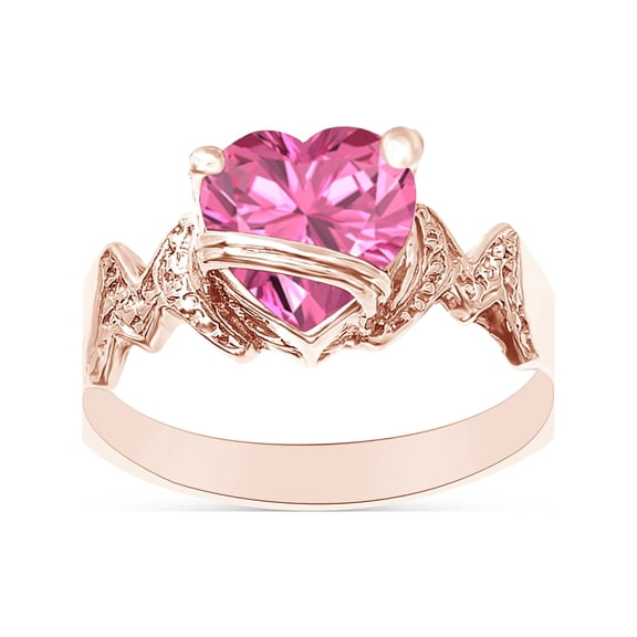 Heart Shape Simulated Pink Tourmaline In 14K Rose Gold Over 925 Sterling Silver Ring Size 9.5