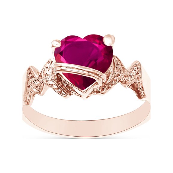 Heart Shape Simulated Ruby In 14K Rose Gold Over 925 Sterling Silver Ring Size 7.5
