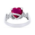 thumbnail image 1 of Heart Shape Simulated Ruby In 14K White Gold Over 925 Sterling Silver Ring Size 11, 1 of 5