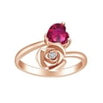 thumbnail image 1 of AFFY Heart Shape Simulated Ruby & White Cubic Zirconia 14k Rose Gold Over Sterling Silver Promise Ring, 1 of 1