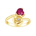thumbnail image 1 of AFFY Heart Shape Simulated Ruby & White Cubic Zirconia 14k Yellow Gold Over Sterling Silver Promise Ring, 1 of 1