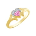 thumbnail image 1 of AFFY Heart Shape Simulated Tourmaline & White Cubic Zirconia Heart Promise Ring In 14k Yellow Gold Over Sterling Silver Ring Size-12.5, 1 of 1