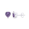 thumbnail image 1 of Heart Shape Simulated Violet Alexandrite Stud Earrings In 14K White Gold Over Sterling Silver, 1 of 4