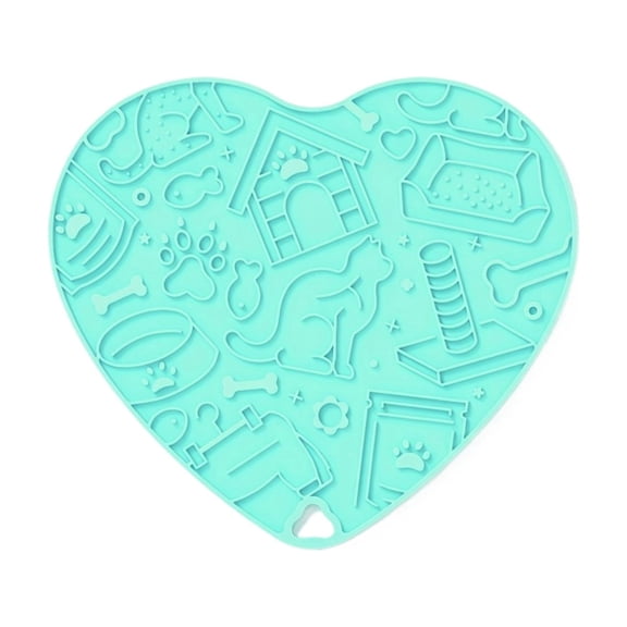 Heart Shape Slow Feeder Lick Mat, Suction Cup Anti-Choke Pad for Dogs Cats, Washable Treat Spreader, Slow Eating Interactive Surface