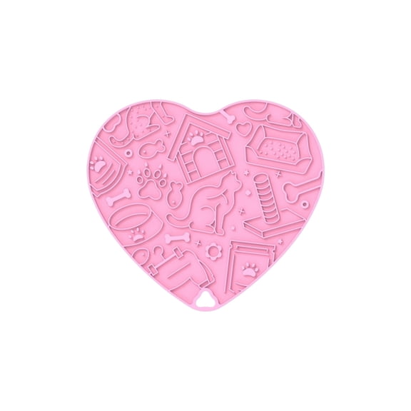 Heart Shape Slow Feeder Lick Mat, Suction Cup Anti-Choke Pad for Dogs Cats, Washable Treat Spreader, Slow Eating Interactive Surface