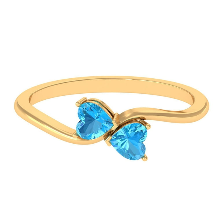 10K Yellow Gold Heart Shaped outlet Blue Topaz Ring