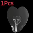 Heart Shape Transparent Hooks Non Punching Plastic Love Hangers Holder ...