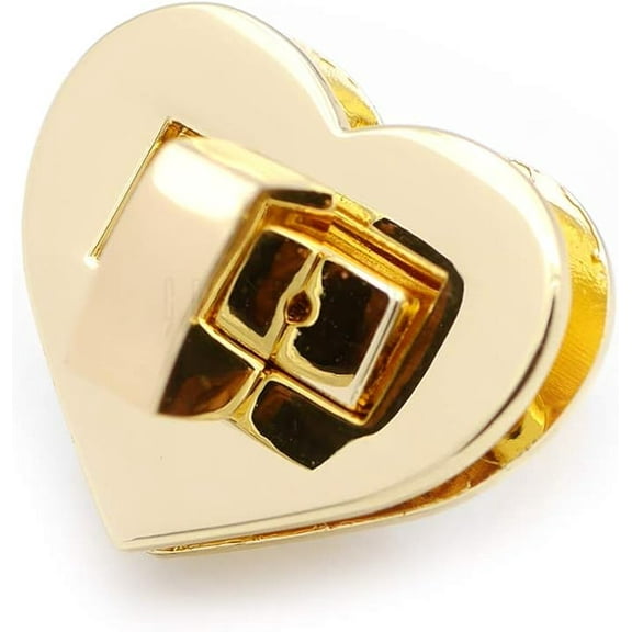 Heart Shape Turn Lock Metal Purse Twist Lock Craft Case Clasp Purse Making Accessories 2 Pack (1 Inch, Gold)
