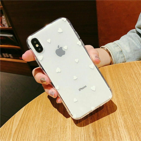Heart Shape Ultra Slim Soft Rubber Case (White) Cover For iPhone X