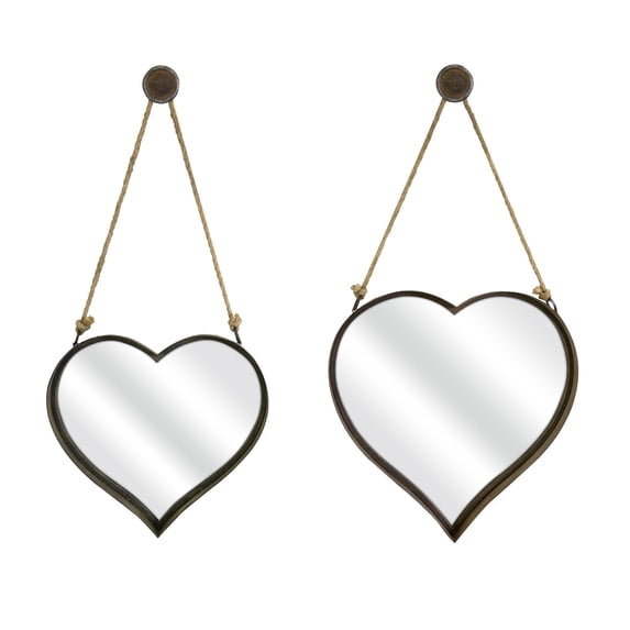 Heart Shape Wall Mirrors - Set of 2