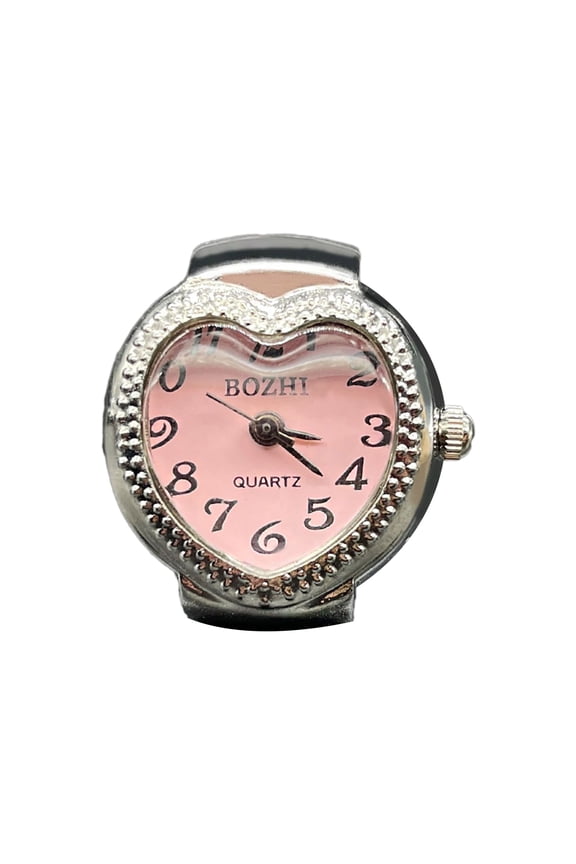 Heart Shape Watch for Women Men Analog Quartz Watch Arabic Numerals Elastic Finger Clock Valentines Day