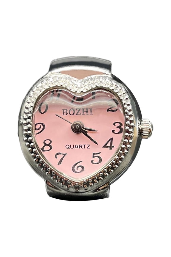 Heart Shape Watch for Women Men Analog Quartz Watch Arabic Numerals Elastic Finger Clock Valentines Day