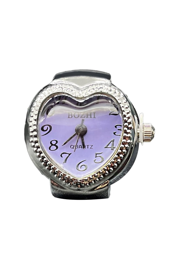 Heart Shape Watch for Women Men Analog Quartz Watch Arabic Numerals Elastic Finger Clock Valentines Day
