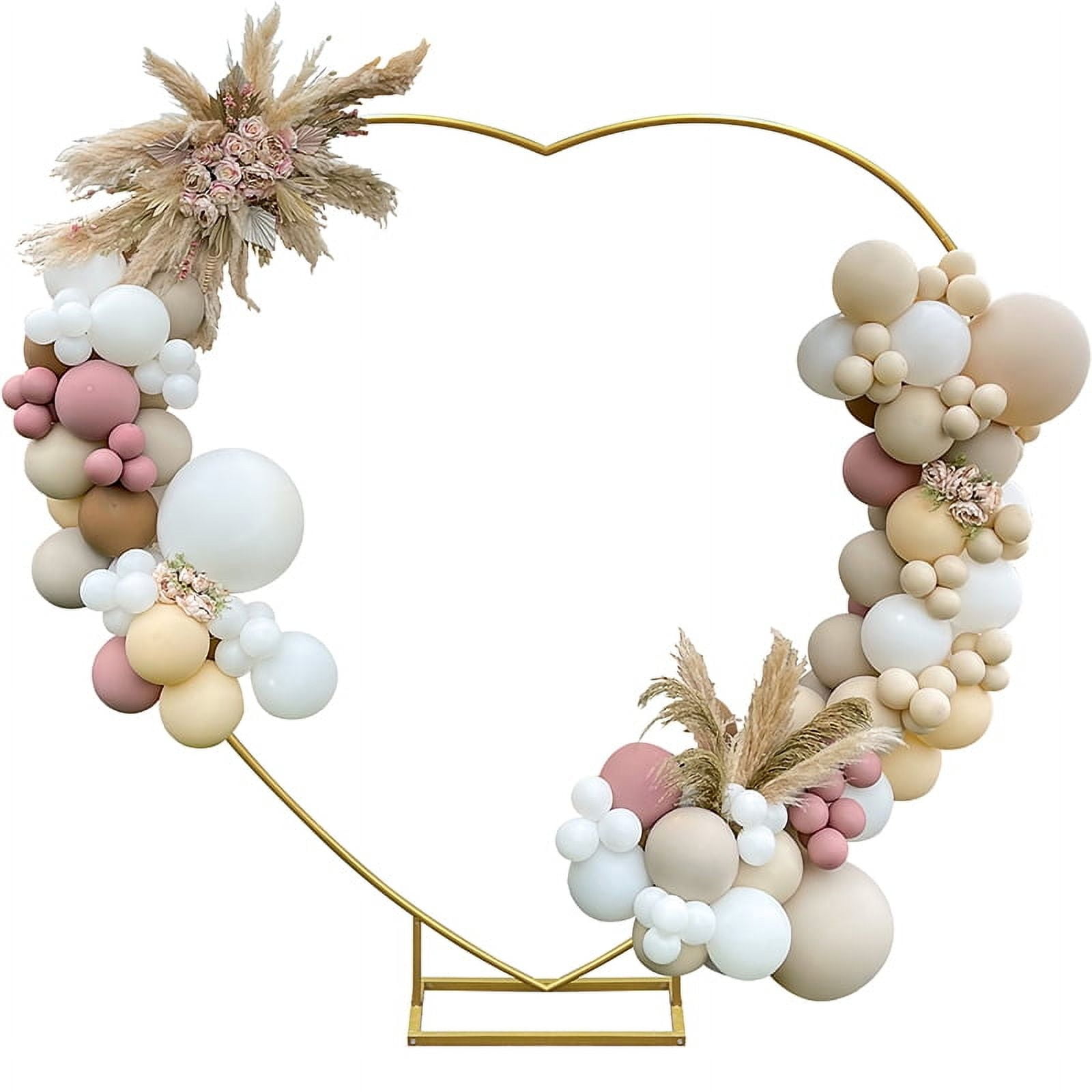 Heart Shape Wedding Arches for Ceremony,6.7ft Gold Arch Backdrop Stand,Metal Heart Shape Balloon Arch Frame with Base for Wedding Birthday Party Decor