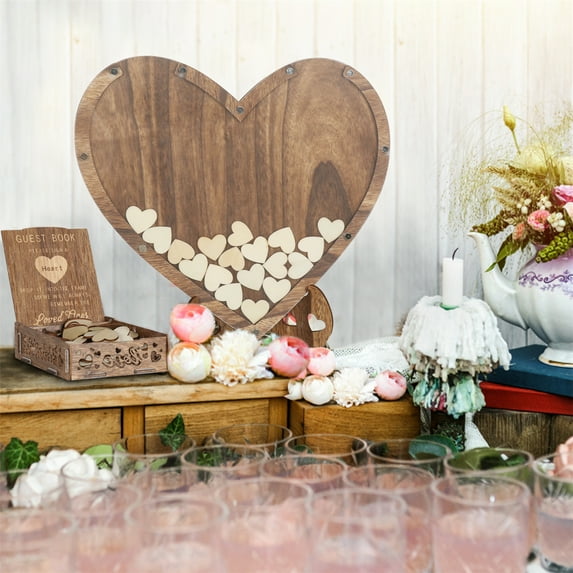 Heart Shape Wedding Guest Book Reception for Wedding Decorations Graduation with Storage Box
