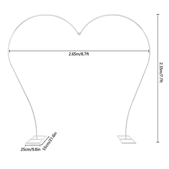 Heart Shape Wedding Metal Arch Frame Backdrop White 7.7FT Iron Arbors Background Stand for Floral Flower Balloon Wedding Proposal Birthday Party Decorations Baby Shower