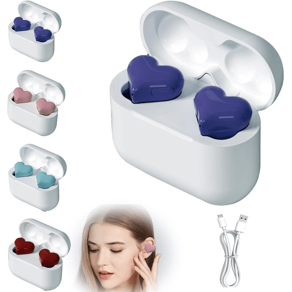 Heart Shape Wireless Noise Cancelling in-Ear Gaming Headset with LED Touch Control, Heart Shaped Earbuds,Stereo Sound Bluetooth 5.3 Headphones,with LED Touch Control,Heart Shaped Cordless Earbuds