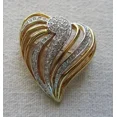 thumbnail image 1 of Heart Shape Women's Brooch Pin 2Ct Round Cut Simulated Diamond Women's Wedding 14K Yellow Gold Plated 925 Silver, 1 of 3