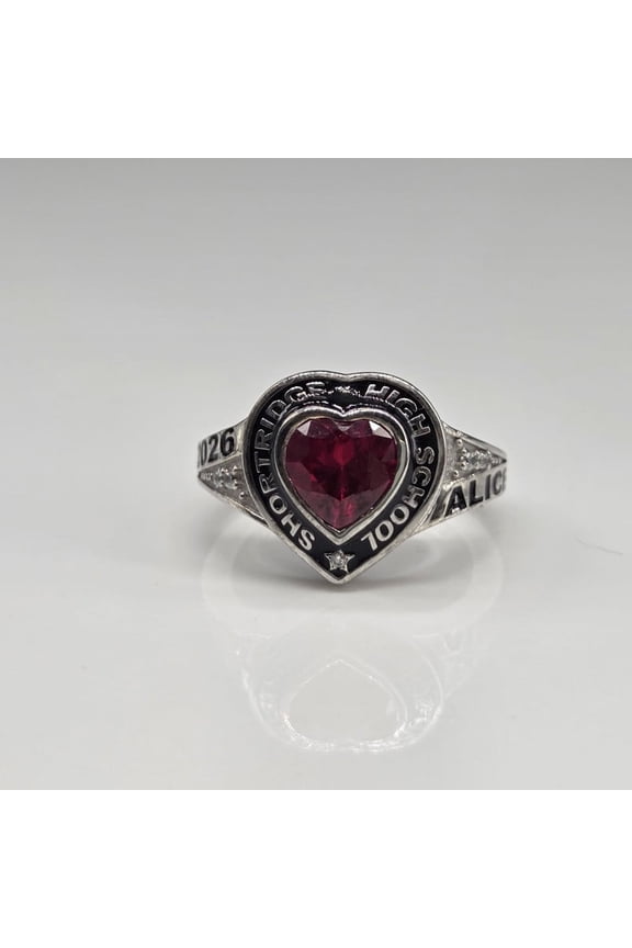 Heart Shape Womens College Class Ring 2026 Birthstone,Personalized High School Graduation Ring with Custom Name & Engraving 925 Sterling Silver