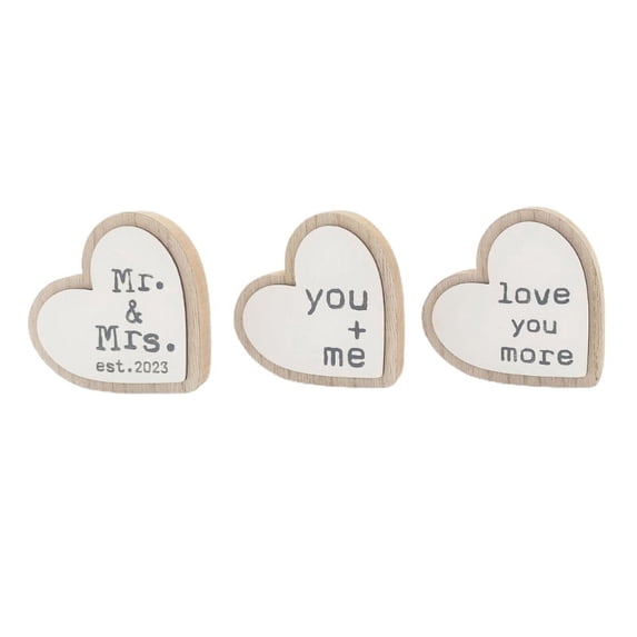 Heart Shape Wood Ornaments Standing Table Decorations Wedding Ornaments Wood Material Small Sweetheart Table Decorations