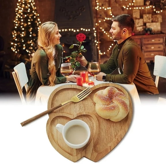 Heart Shape Wooden Serving Platter Valentine's Day Wooden Serving Tray Heart Shape Charcuterie Board Pine Wood Snack Dish Plate for Wedding Mother's Day Housewarming Present