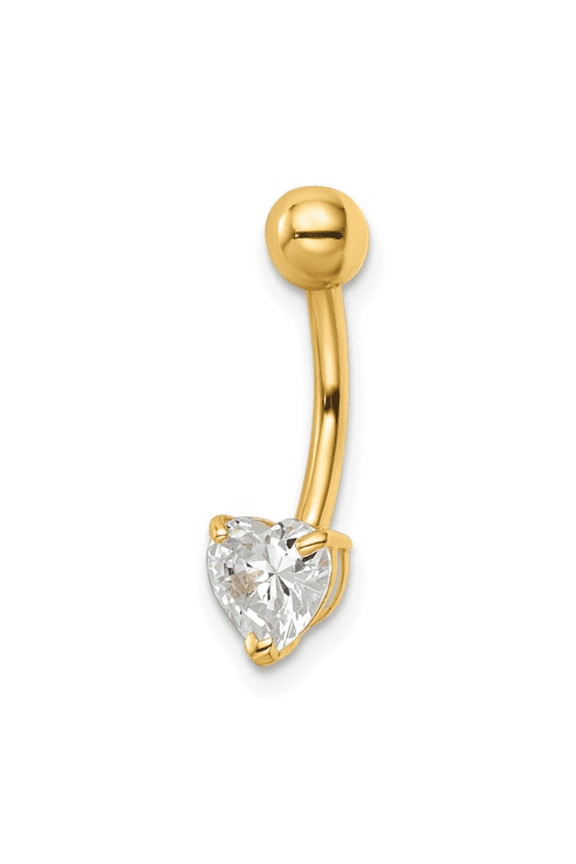 14k Yellow Gold Heart Shaped Belly Button Ring