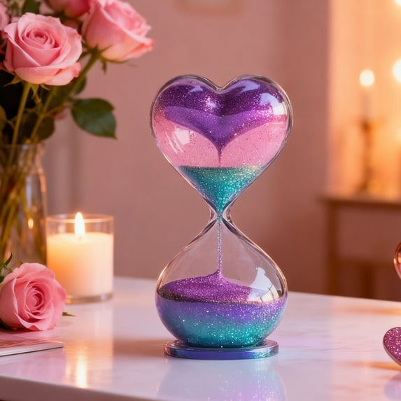 Heart-Shaped 2D Acrylic Standing Sign Ornament | Rotating Handicraft Decorative Accent Multicolor | Scratch-Resistant, Water-Repellent | 10x5cm, Lightweight Desktop Decor for Living Room Bedroom