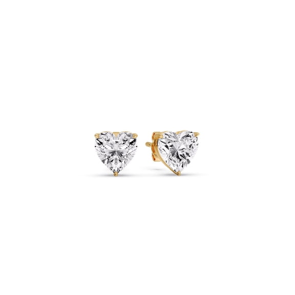 Heart Shaped 3 Prong Basket Stud Earring One Carat - Fascinating Diamonds