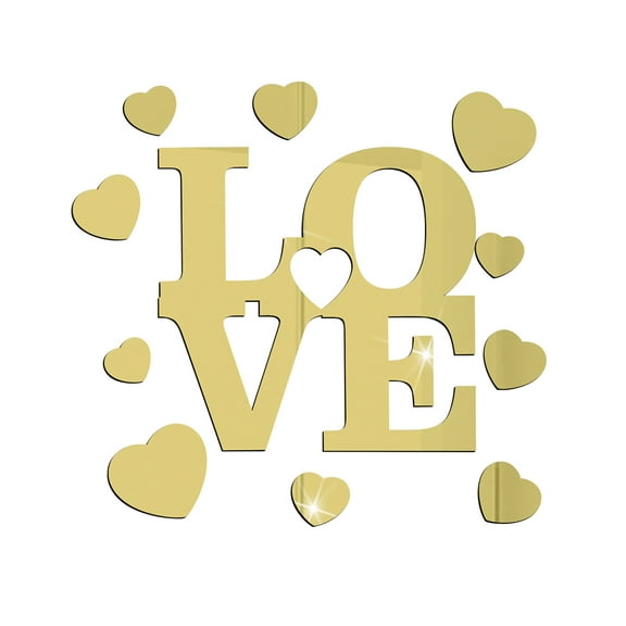 Heart Shaped 3D Acrylic Patch Removable Wall Sticker For Bedroom And Living Room Decoration Letter Cut Outs for Kids Decals for Walls Peel And Glitter Wall Decal Wall Stickers 3d for Bedroom Flower