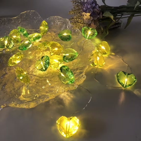 Heart Shaped 3D Acrylic String Lights - 20 Colorful LED Hearts for Romantic Decor, Weddings & Valentine's Day - Battery Operated, 78.74 Inches Long