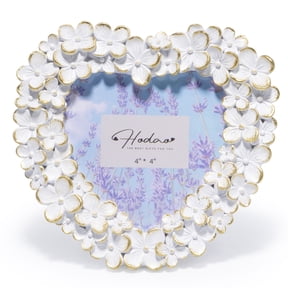 Hodao 4x4 Inch Heart-Shaped Floral Resin Photo Frame – Elegant Indoor Home Decor, Thoughtful Mother’s Day Gift for Mom, Bedroom & Tabletop Display