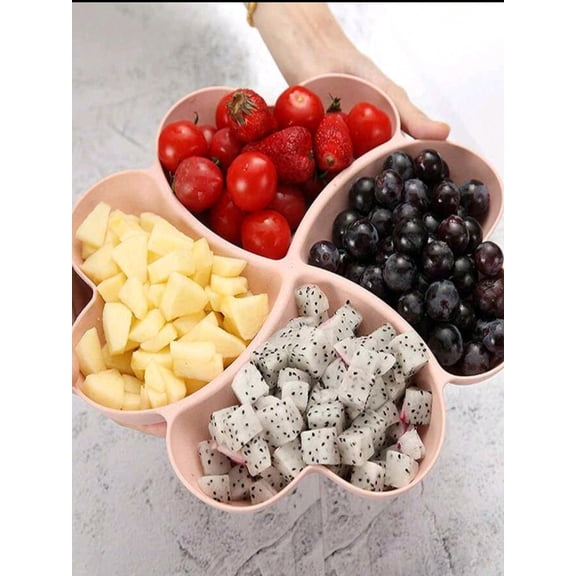 Heart-Shaped 4-Compartment Serving Platter Unbreakable Chip & Dip Tray for Snacks, Nuts & Appetizers